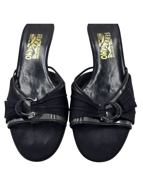Salvatore Ferragamo Shoes - Vintage Salvatore Ferragamo Womens 8.5B Black Leather Dress Heels Shoes Italy